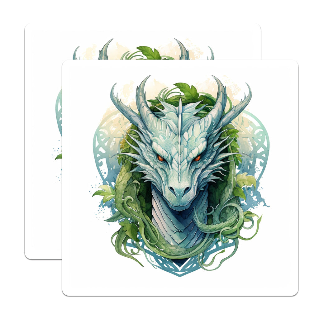 (2 Pack) White Dragon Magnets - Fantasy Dragon Decor - Celtic Mystical Creature Art - RPG Gamer Accessory - 5 Inches On Longest Side - Thick Durable Magnet - Made in USA - MAG29085