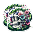 (2 Pack) Skull Snake Magnets - Floral Gothic Decor - Dark Botanical Aesthetic - 5 Inches On Longest Side - Thick Durable Magnet - Made in USA - MAG22870