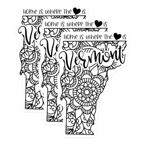 (3 Pack) Vermont Decals - State Pride Sticker - Home is Where The Heart is Decal - 3 Inches On Longest Side - Easy Peel & Apply - Made in USA - 3MCS7859