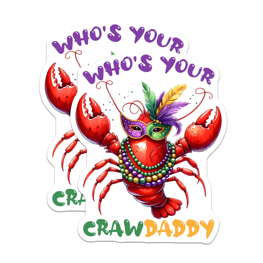 (2 Pack) Mardi Gras Crawfish Magnets - Who's Your Crawdaddy NOLA - Festive Refrigerator Kitchen Decor - 5 Inches On Longest Side - Thick Durable Magnet - Made in USA - MAG38358