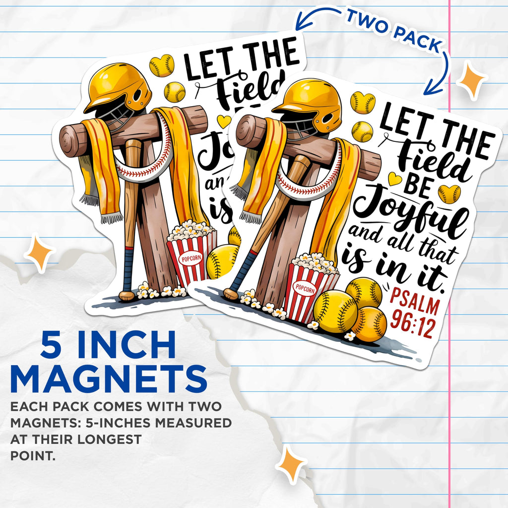 (2 Pack) Softball Bible Verse Magnets - Christian Sports Player - Coach Team Appreciation - 5 Inches On Longest Side - Thick Durable Magnet - Made in USA - MAG30719