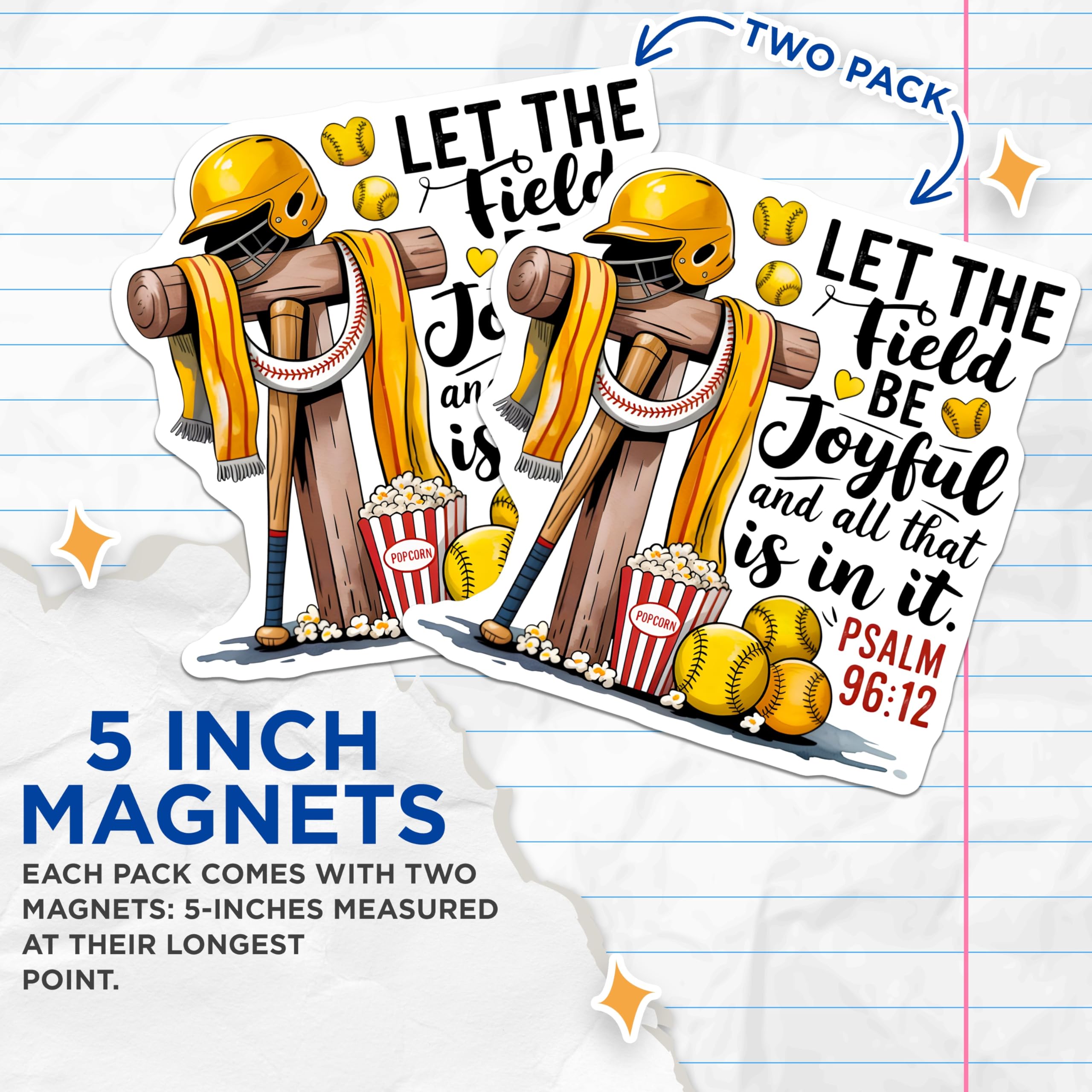 (2 Pack) Softball Bible Verse Magnets - Christian Sports Player - Coach Team Appreciation - 5 Inches On Longest Side - Thick Durable Magnet - Made in USA - MAG30719