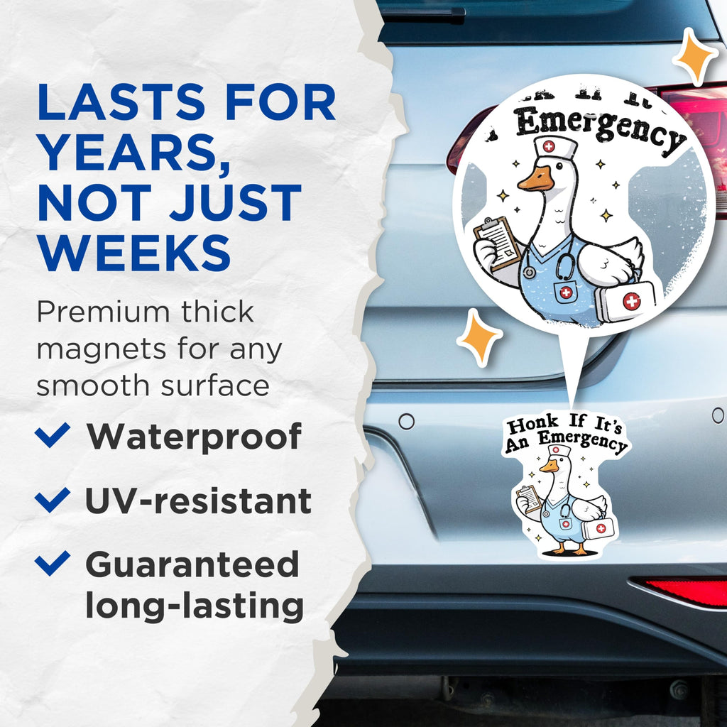 (2 Pack) Nurse Duck Magnets - Emergency Animal Mem - Refrigerator Home Decor - 5" On Longest Side - Premium Magnet - for Cars, Refrigerators, Toolboxes, Lockers - Made in USA - MAG16537