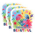 (3 Pack) Autism Awareness Decals - Puzzle Heart Stickers - Different is Beautiful Laptop Decals - 3 Inches On Longest Side - Easy Peel & Apply - Made in USA - 3MCS1978