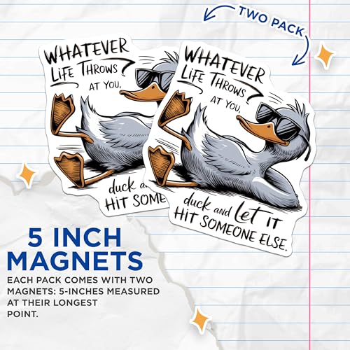 (2 Pack) Humorous Duck Magnets - Quirky Animal Magnets - Kitchen Fridge Decor Magnets - 5" On Longest Side - for Cars, Refrigerators, Toolboxes, Lockers - Made in USA BMCS3471