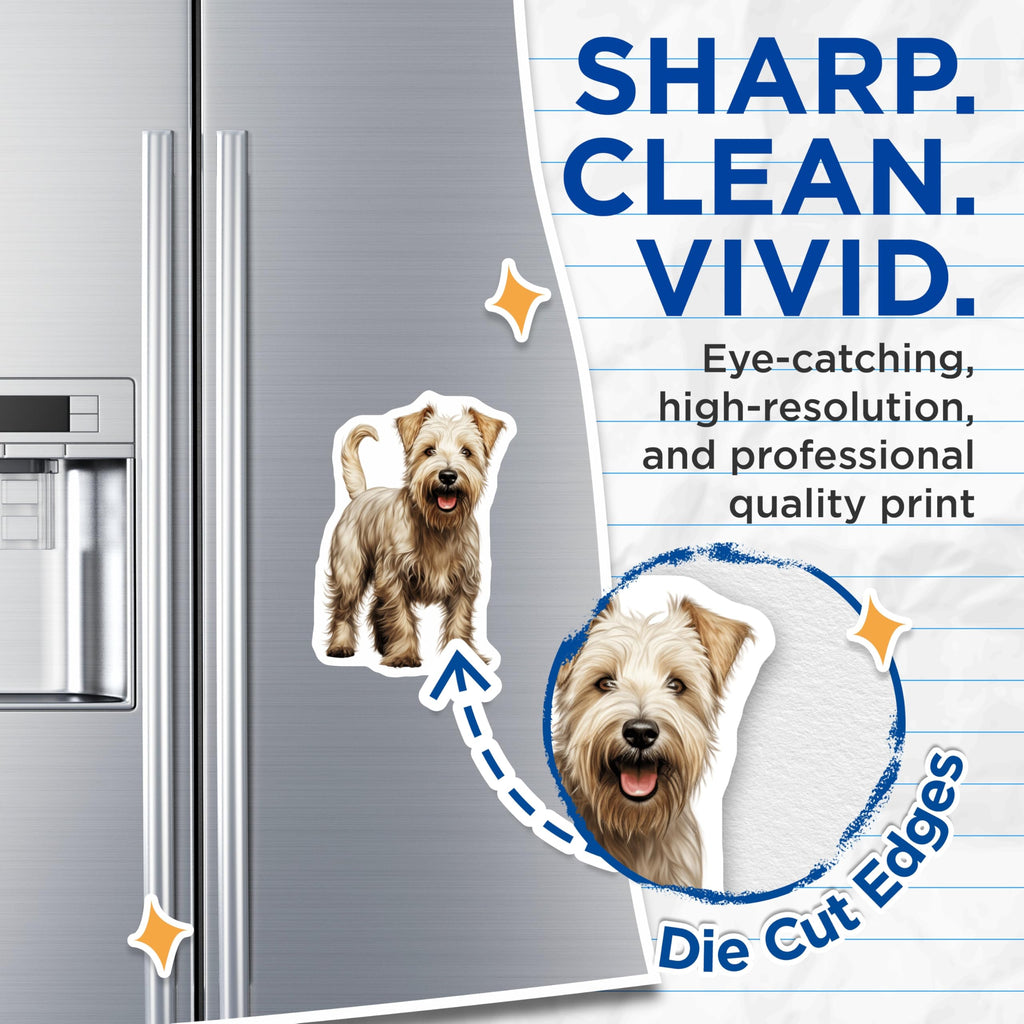 (2 Pack) Soft Coated Wheaten Terrier Magnets - Cheerful Dog Art Decorative Magnets - Pet Animal Lover Kitchen Decor Accent - 5 Inches On Longest Side - Thick Durable Magnet - Made in USA - MAG23789