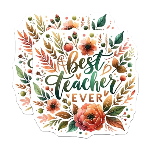(2 Pack) Best Teacher Ever Magnets - Teacher Appreciation - Classroom - Inspirational Magnets for Teachers - 5" On Longest Side - for Cars, Fridges, Toolboxes - Made in USA - MAG4413