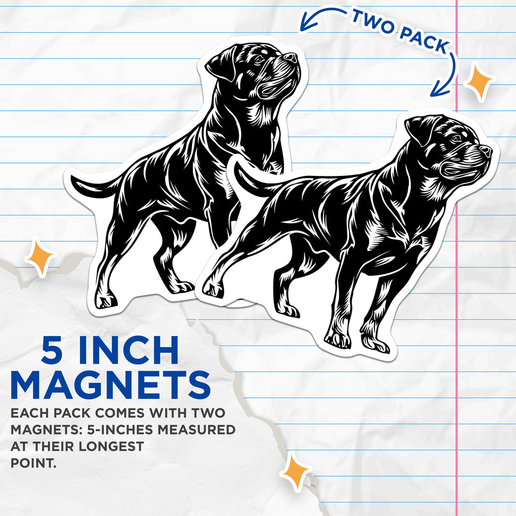 (2 Pack) Rottweiler Magnets - Dog Breed Art - Pet Lover Fridge Decor for Dog Moms Dads - 5 Inches On Longest Side - Thick Durable Magnet - Made in USA - MAG37120