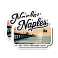 (2 Pack) Naples Florida Magnets - Paradise Coast Decor - Naples Pier Fridge Magnets - 5" On Longest Side - Premium Magnet - for Cars, Refrigerators, Toolboxes, Lockers - Made in USA - MAG17558