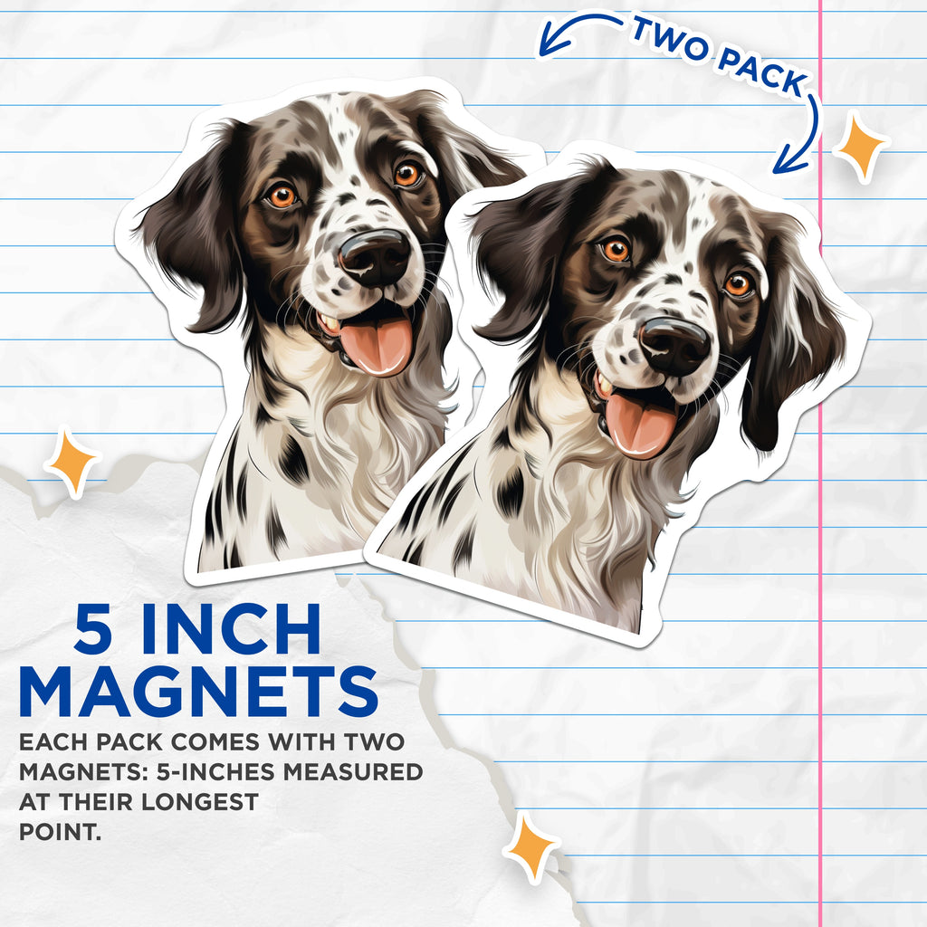 (2 Pack) Springer Spaniel Magnets - Happy Dog Art - Pet Lover Fridge Decor Collectible - 5 Inches On Longest Side - Thick Durable Magnet - Made in USA - MAG37254