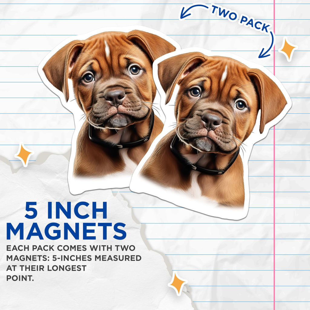 (2 Pack) Cute Puppy Magnets - Adorable Dog Lover Decor - Fridge Locker Office Accessories - 5 Inches On Longest Side - Thick Durable Magnet - Made in USA - MAG26175