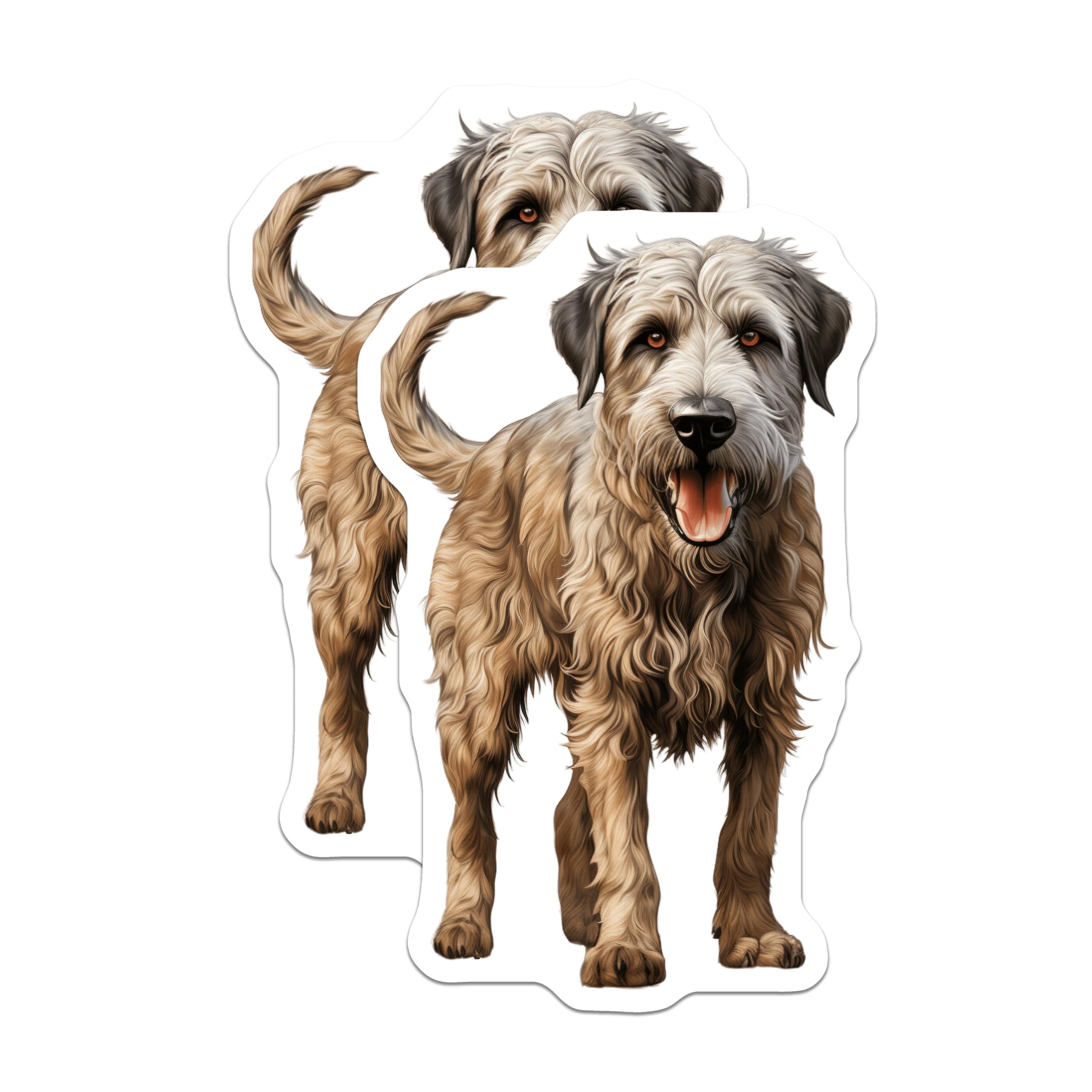 (2 Pack) Happy Scruffy Dog Magnets - Wire Haired Terrier Art - Pet Lover Fridge Decor Dog Owner - 5 Inches On Longest Side - Thick Durable Magnet - Made in USA - MAG28808