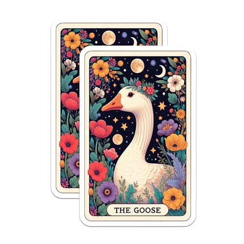 (2 Pack) Floral Goose Stickers - Animal Art Decals - Cute Animal Themed Stickers - 5" On Longest Side - Sticks to Smooth Flat Surfaces - Made in USA - BMCS5418