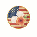 (3 Pack) American Flag Decals - Hibiscus Flowers - Seashell Decals - 3 Inches On Longest Side - Easy Peel & Apply - Made in USA - 3MCS7747