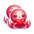 (2 Pack) Cute Octopus Heart Stickers - Marine Animal Stickers - Adorable Ocean Stickers - 5" On Longest Side - Sticks to Smooth Flat Surfaces - Made in USA - BMCS3656