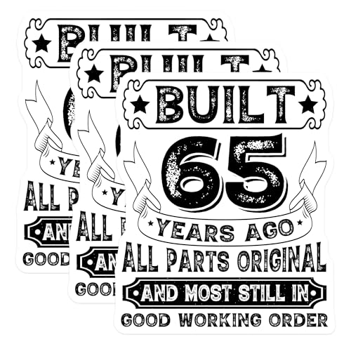 (3 Pack) 65th Birthday Decals - Funny Birthday - Milestone Birthday Decals - 3 Inches On Longest Side - Easy Peel & Apply - Made in USA - 3MCS4760