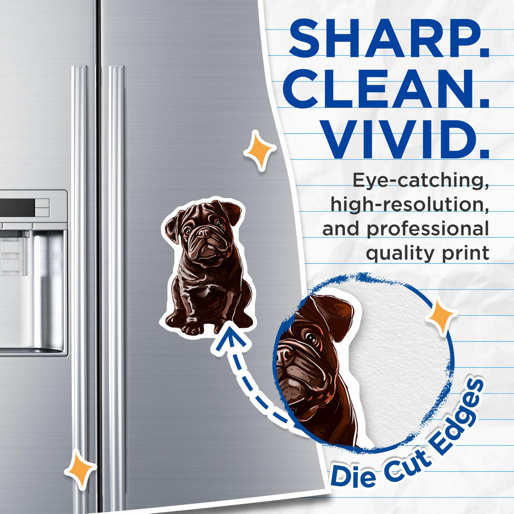 (2 Pack) Pug Dog Magnets - Cute Pet - Fridge Decor - Animal Lover - 5" On Longest Side - Premium Magnet - for Cars, Refrigerators, Toolboxes, Lockers - Made in USA - MAG16522