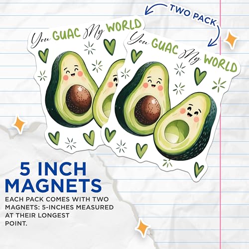 (2 Pack) Avocado Love Magnets Magnets - You Guac My World - Kitchen Decor - 5" On Longest Side - Made in USA - Sticks to Refrigerators & Metal Surfaces - MAG8395