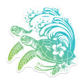 (2 Pack) Hawaiian Sea Turtle Magnets - Tropical Honu Plumeria Ocean Theme - Coastal Beach Refrigerator Locker - 5 Inches On Longest Side - Thick Durable Magnet - Made in USA - MAG39759