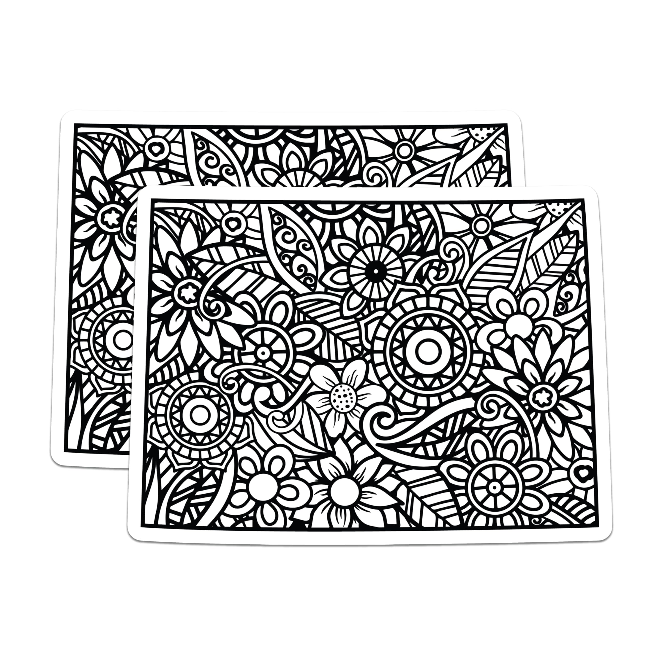 (2 Pack) Floral Pattern Magnets - Black and White Art - Flower Design Magnets - 5" On Longest Side - Premium Magnet - for Cars, Refrigerators, Toolboxes, Lockers - Made in USA - MAG17768