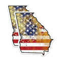 (2 Pack) Georgia State Outline Magnets - Distressed USA Flag - Patriotic American Decor - Southern State Pride Souvenir - 5 Inches On Longest Side - Thick Durable Magnet - Made in USA - MAG19470