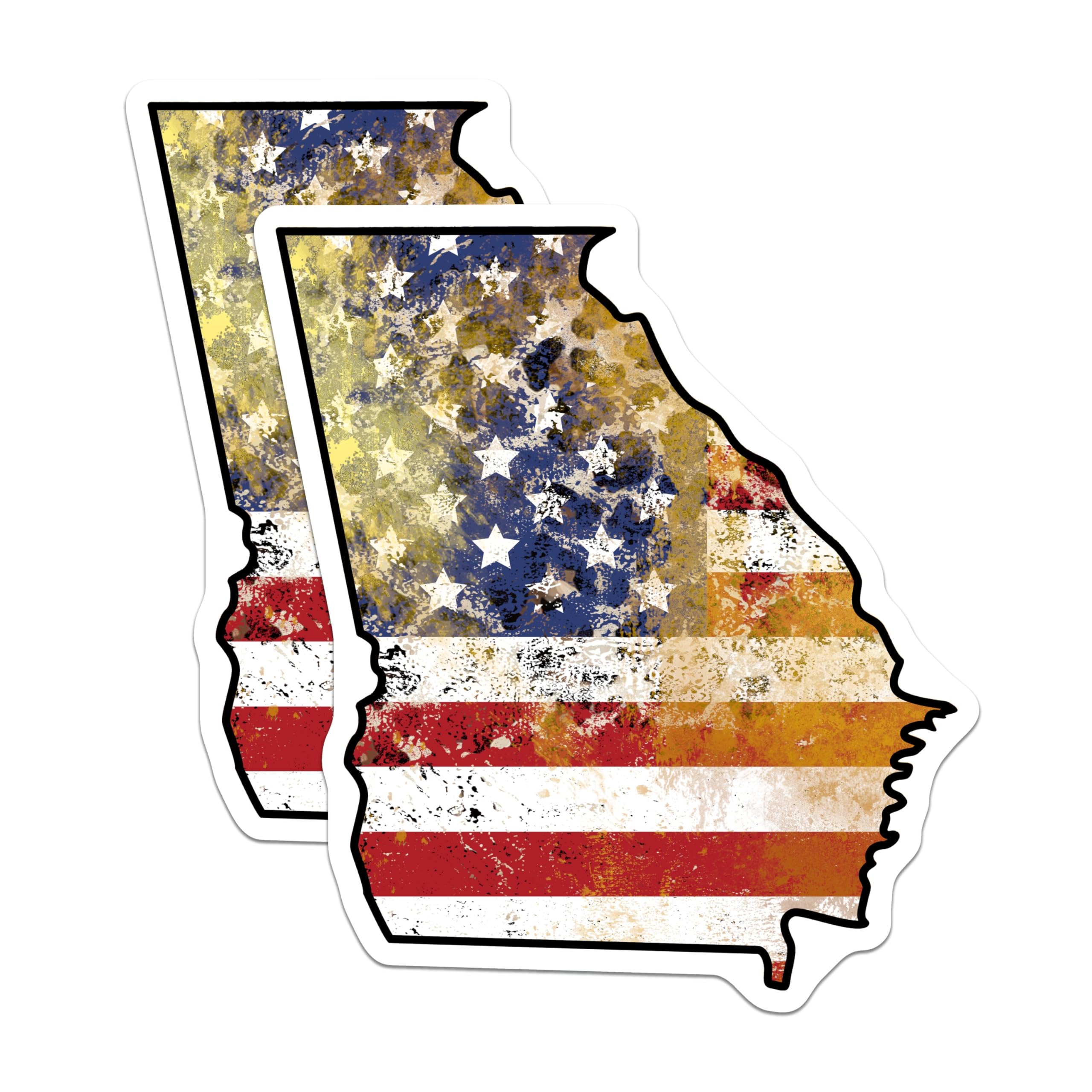 (2 Pack) Georgia State Outline Magnets - Distressed USA Flag - Patriotic American Decor - Southern State Pride Souvenir - 5 Inches On Longest Side - Thick Durable Magnet - Made in USA - MAG19470