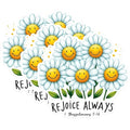 (3 Pack) Daisy Flower Decals - Rejoice Always - Christian Laptop Decal - 3 Inches On Longest Side - Easy Peel & Apply - Made in USA - 3MCS1622