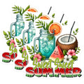 (3 Pack) Summer Drink Decals - Tropical Fruit Stickers - Sweet Summer Decor - 3 Inches On Longest Side - Easy Peel & Apply - Made in USA - 3MCS7076