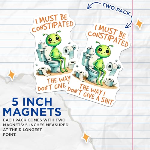 (2 Pack) Bathroom Humor Magnet - Cute Toilet Decor - 5" On Longest Side - Sticks to Smooth Flat Surfaces - Made in USA - MAG9679