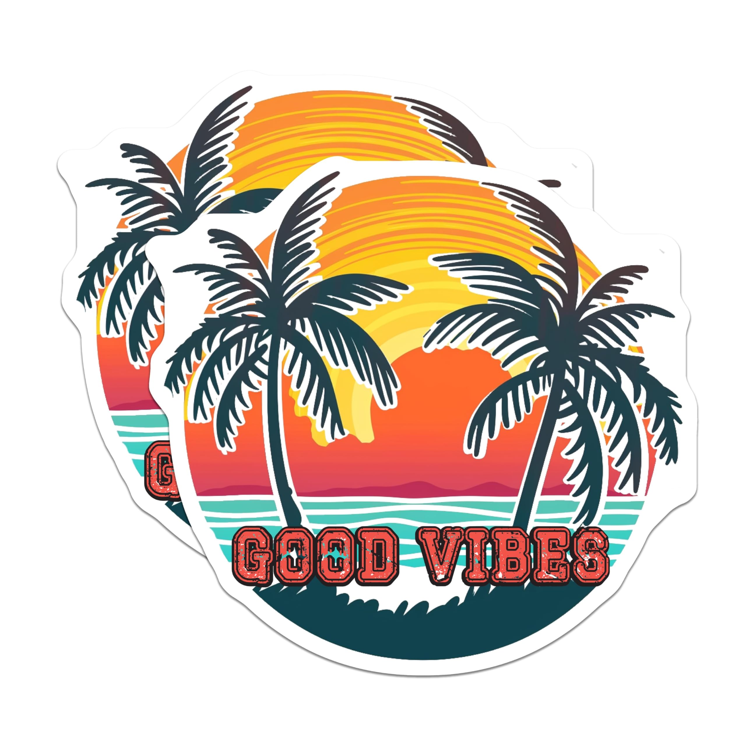 (2 Pack) Good Vibes Magnets - Motivational Fridge Magnets - Tropical Sun Magnets - Inspirational Magnets - 5" On Longest Side - for Cars, Fridges, Toolboxes - Made in USA - MAG4323