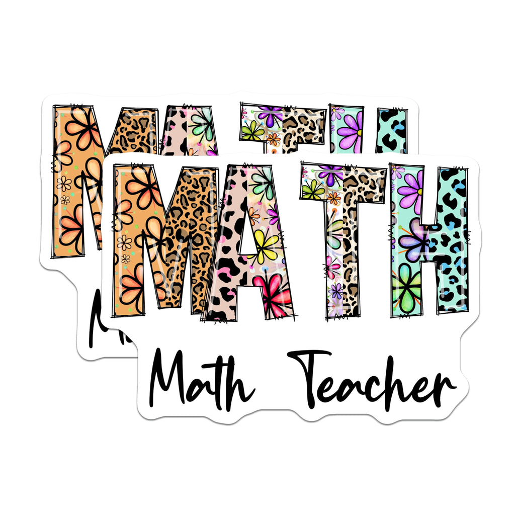 (2 Pack) Math Teacher Magnets - Floral Leopard Pattern - Classroom Decor Fridge Magnets - 5" On Longest Side - Premium Magnet - for Cars, Refrigerators, Toolboxes, Lockers - Made in USA - MAG16015