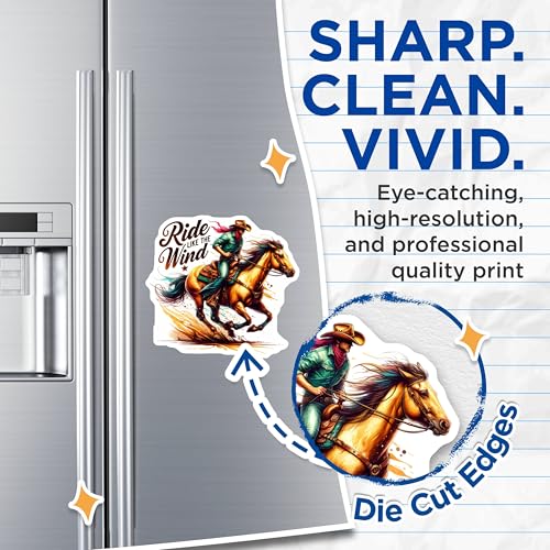 (2 Pack) Ride Like The Wind Magnets - Western Decor - Cowboy Art - Horse Rider Magnets - Rodeo Lover - Country Home Accents - 5" On Longest Side - for Cars, Fridges, Toolboxes - Made in USA - MAG6914