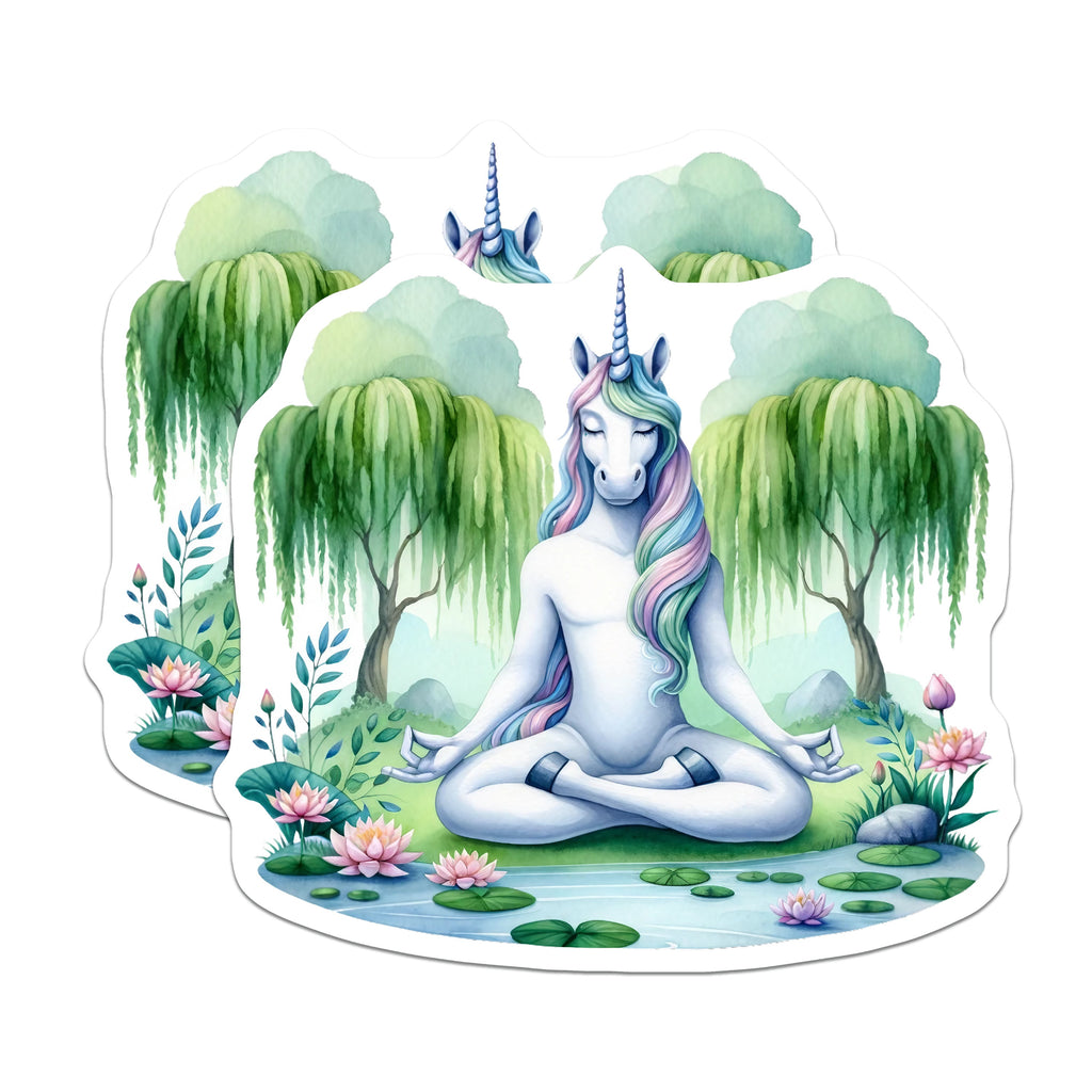 (2 Pack) Unicorn Meditation Magnets - Zen Animal Decor - Fantasy Yoga Art - Calm Aesthetic Refrigerator Magnets - 5 Inches On Longest Side - Thick Durable Magnet - Made in USA - MAG38890