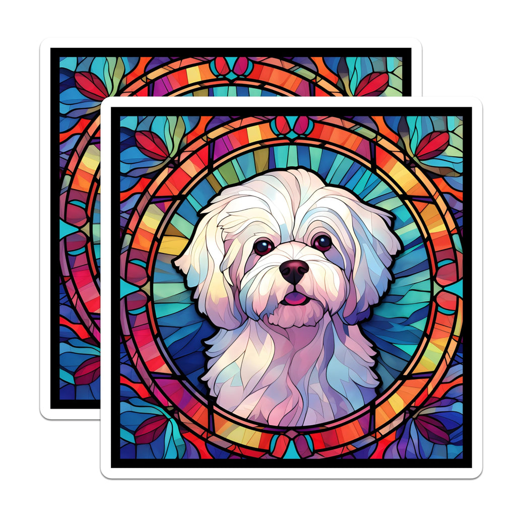 (2 Pack) Maltese Dog Magnets - Stained Glass Pup Decor - Fridge Refrigerator Magnets - 5" On Longest Side - Premium Magnet - for Cars, Refrigerators, Toolboxes, Lockers - Made in USA - MAG16383