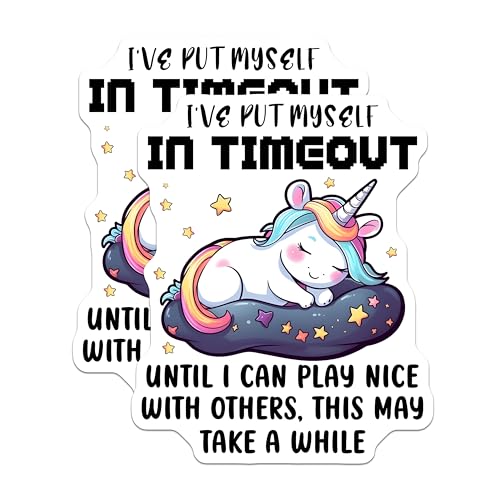 (2 Pack) Unicorn in Timeout Magnets - Cute Unicorn Decor - Funny Unicorn Quote - 5" On Longest Side - for Cars, Fridges, Toolboxes - Made in USA - MAG7797