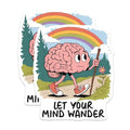 (2 Pack) Let Your Mind Wander Stickers - Motivational Cartoon Brain - Inspirational Hiking Art - 5" On Longest Side - Sticks to Smooth Flat Surfaces - Made in USA - BMCS7626