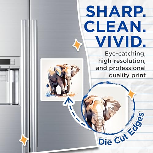 (2 Pack) Elephant Lover Magnets Magnets - Hand Drawn Elephant Art - Animal Lover Decor - 5" On Longest Side - Made in USA - Sticks to Refrigerators & Metal Surfaces - MAG8682
