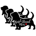 (3 Pack) Basset Hound Mom Decals - Dog Breed Decals - Laptop Decal - 3 Inches On Longest Side - Easy Peel & Apply - Made in USA - 3MCS1323