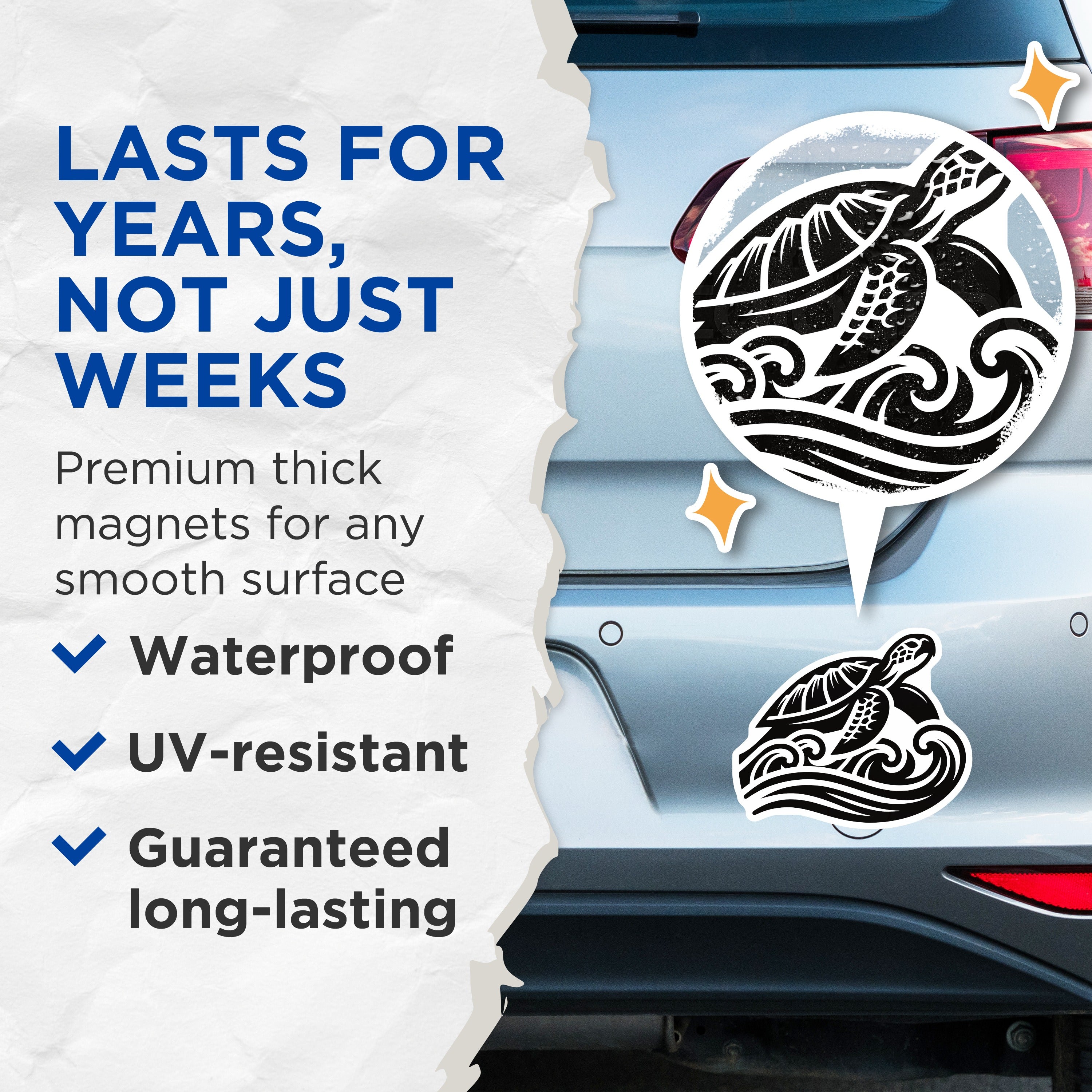 (2 Pack) Polynesian Sea Turtle Magnets - Ocean Waves Tribal Art Decor - Coastal Fridge Accent - Island Style Collectible - 5 Inches On Longest Side - Thick Durable Magnet - Made in USA - MAG38064