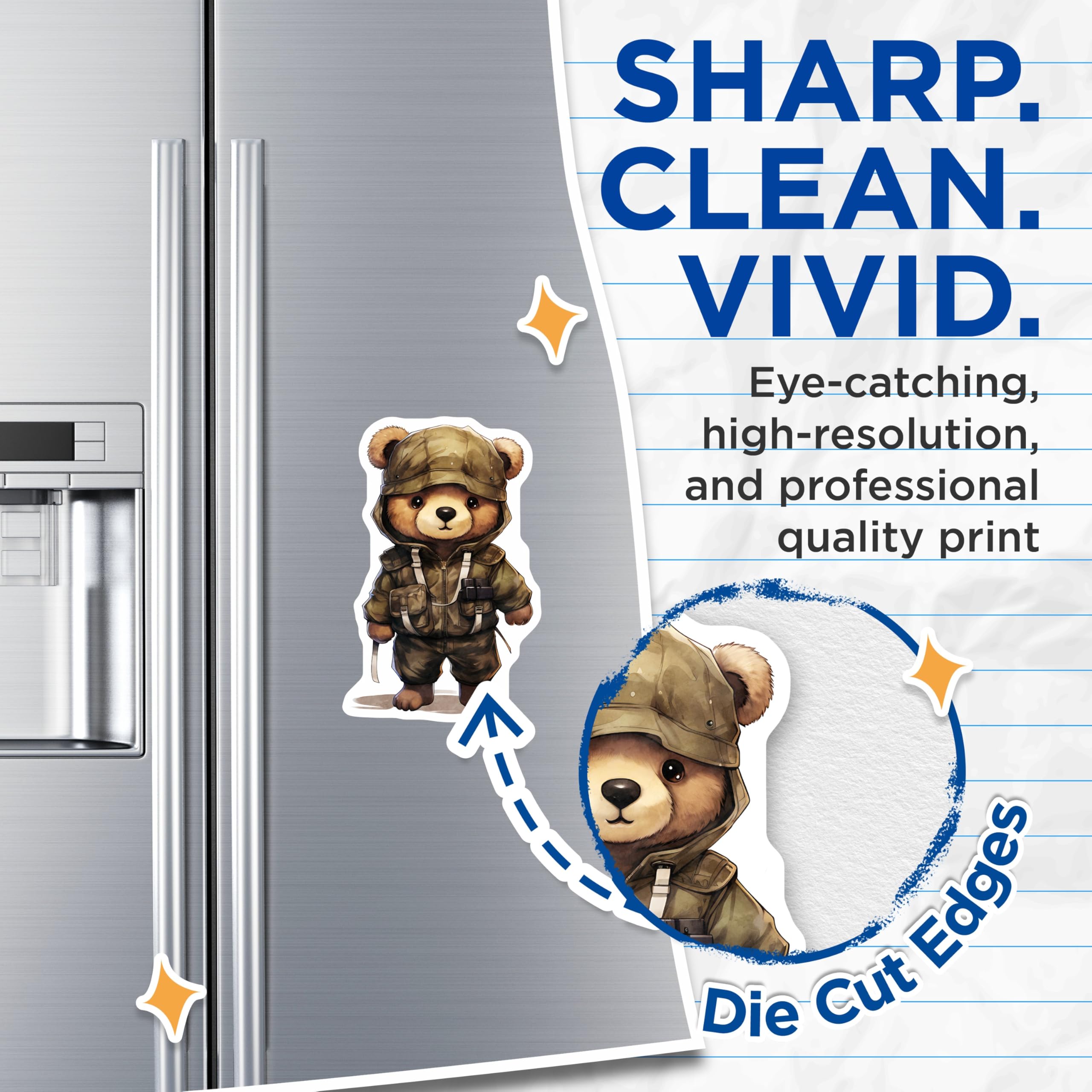 (2 Pack) Soldier Bear Magnets - Military Bear Decor - Armed Forces Bear Magnet - 5" On Longest Side - Premium Magnet - for Cars, Refrigerators, Toolboxes, Lockers - Made in USA - MAG17107