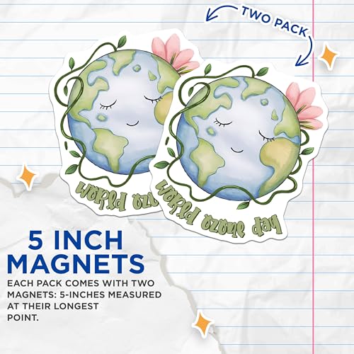 (2 Pack) World Ozone Day Magnets - Earth Day Decor - Environmental Awareness - 5" On Longest Side - for Cars, Fridges, Toolboxes - Made in USA - MAG7682