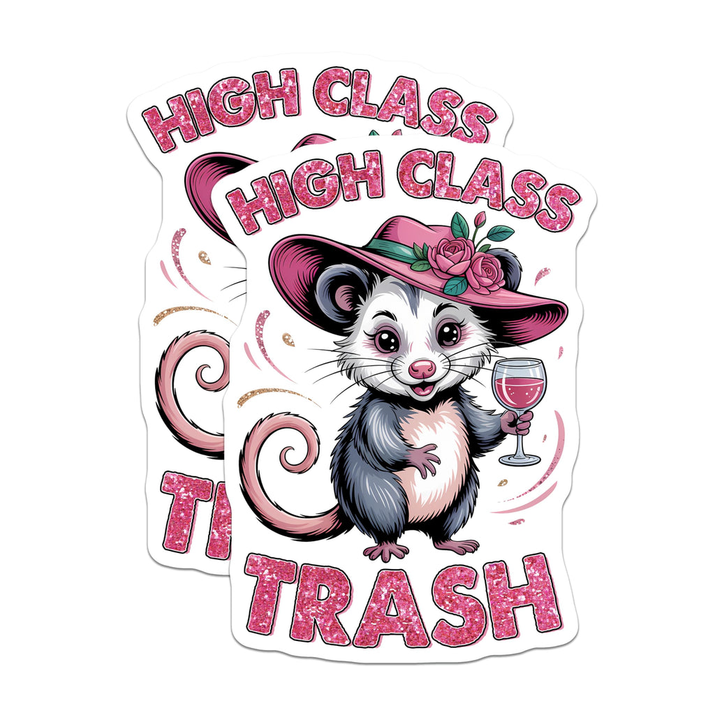 (2 Pack) Opossum Magnets - High Class Trash - Funny Animal Saying - 5" On Longest Side - Premium Magnet - for Cars, Refrigerators, Toolboxes, Lockers - Made in USA - MAG16430