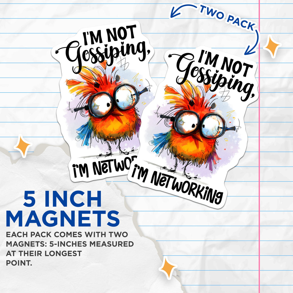 (2 Pack) Gossiping Networking Magnets - Funny Office Humor - Coworker Refrigerator Decor - 5 Inches On Longest Side - Thick Durable Magnet - Made in USA - MAG36265