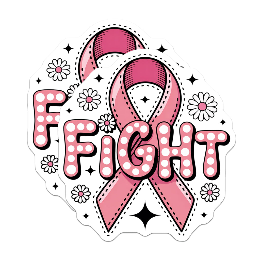 (2 Pack) Pink Ribbon Fight Magnets - Breast Cancer Awareness - Hope Decoration - 5" On Longest Side - Premium Magnet - for Cars, Refrigerators, Toolboxes, Lockers - Made in USA - MAG17015
