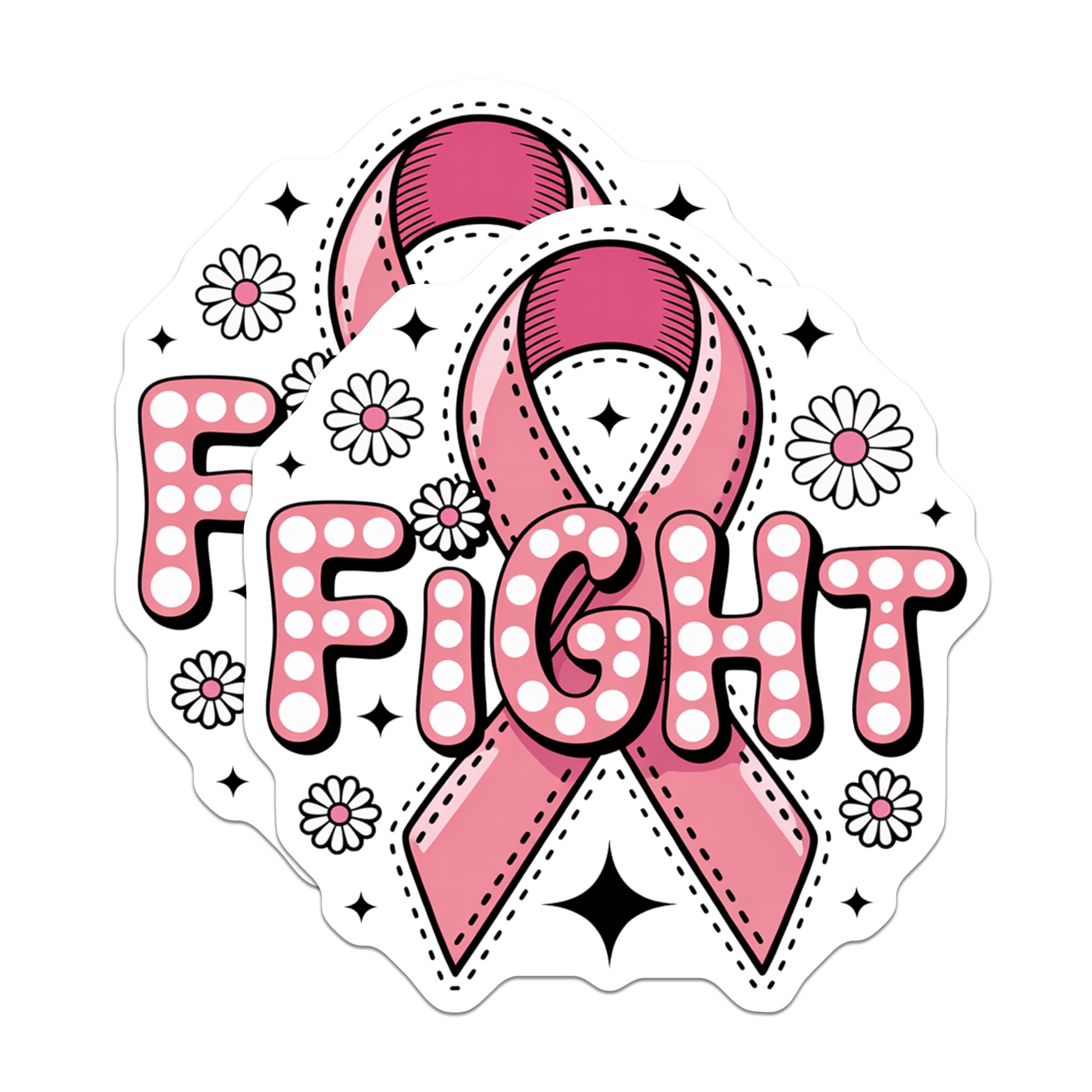 (2 Pack) Pink Ribbon Fight Magnets - Breast Cancer Awareness - Hope Decoration - 5" On Longest Side - Premium Magnet - for Cars, Refrigerators, Toolboxes, Lockers - Made in USA - MAG17015
