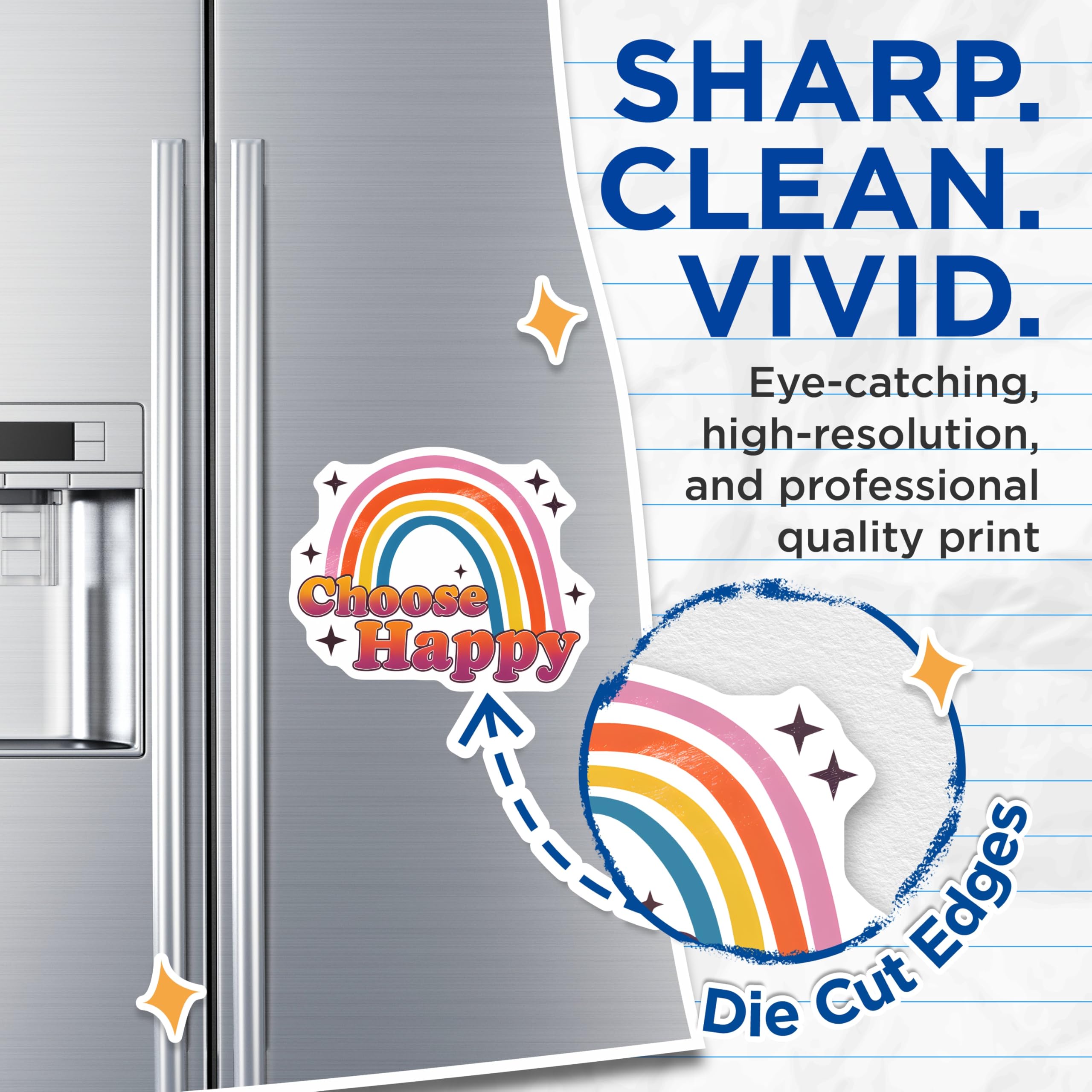 (2 Pack) Choose Happy Magnets - Rainbow Decor - Inspirational Fridge Magnets - 5" On Longest Side - Premium Magnet - for Cars, Refrigerators, Toolboxes, Lockers - Made in USA - MAG18195