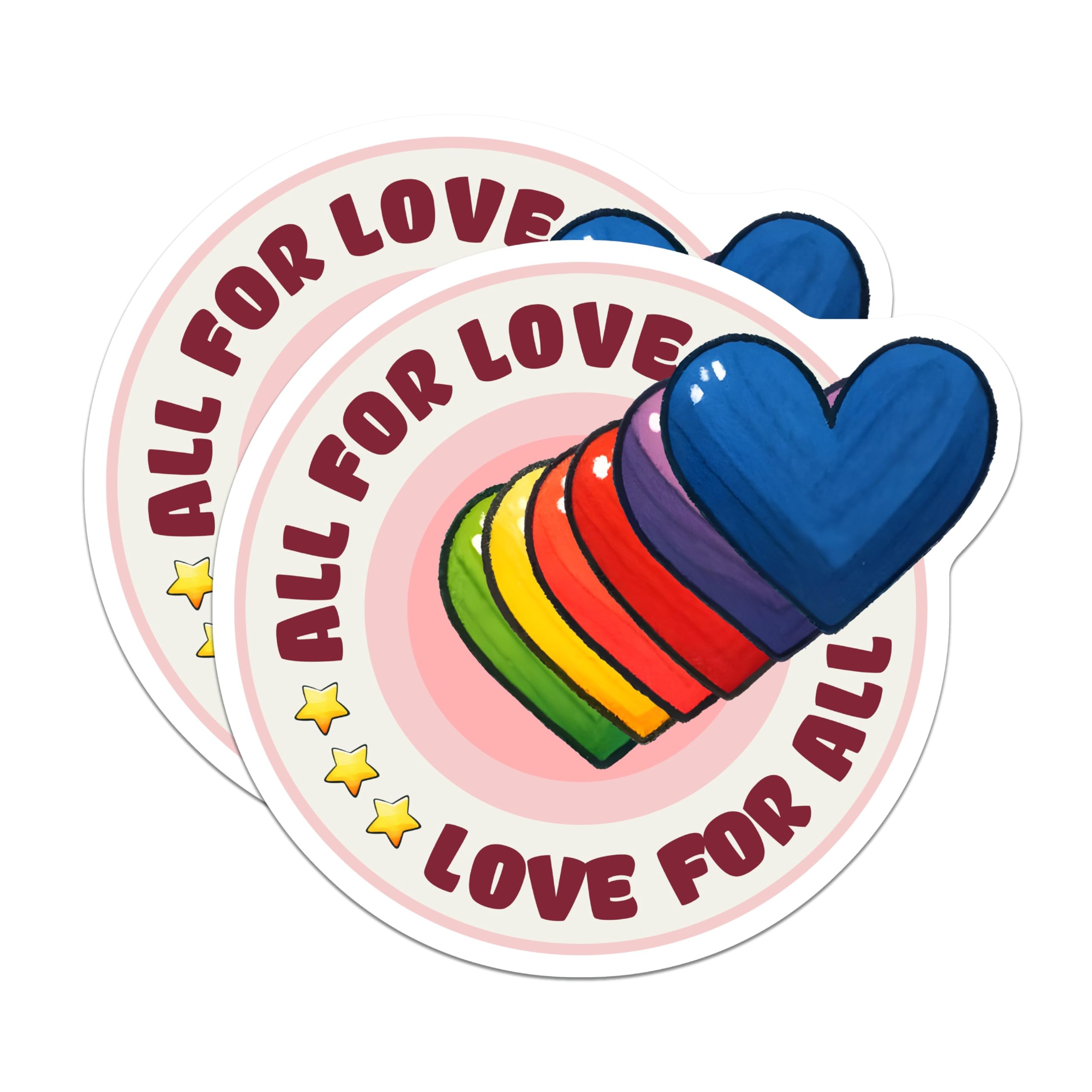 (2 Pack) Pride Heart Magnets - LGBTQ Home Decor - Love for All Fridge Magnets - 5" On Longest Side - Premium Magnet - for Cars, Refrigerators, Toolboxes, Lockers - Made in USA - MAG17103