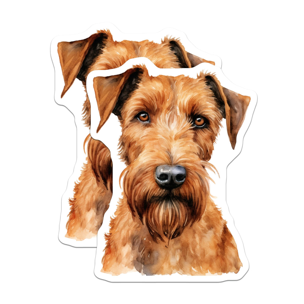 (2 Pack) Irish Terrier Dog Magnets - Watercolor Canine Art - Irish Terrier Lover Decor - Pet Breed Enthusiast Collectible - 5 Inches On Longest Side - Thick Durable Magnet - Made in USA - MAG24815