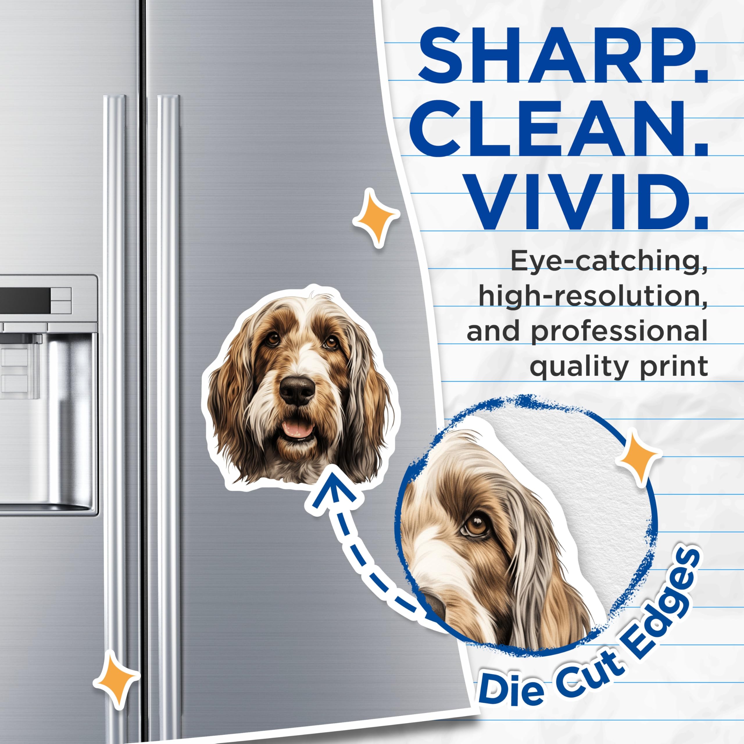 (2 Pack) Basset Griffon Vendeen Magnets - Scruffy Dog Breed Art - Hound Lover Decor - 5 Inches On Longest Side - Thick Durable Magnet - Made in USA - MAG23277