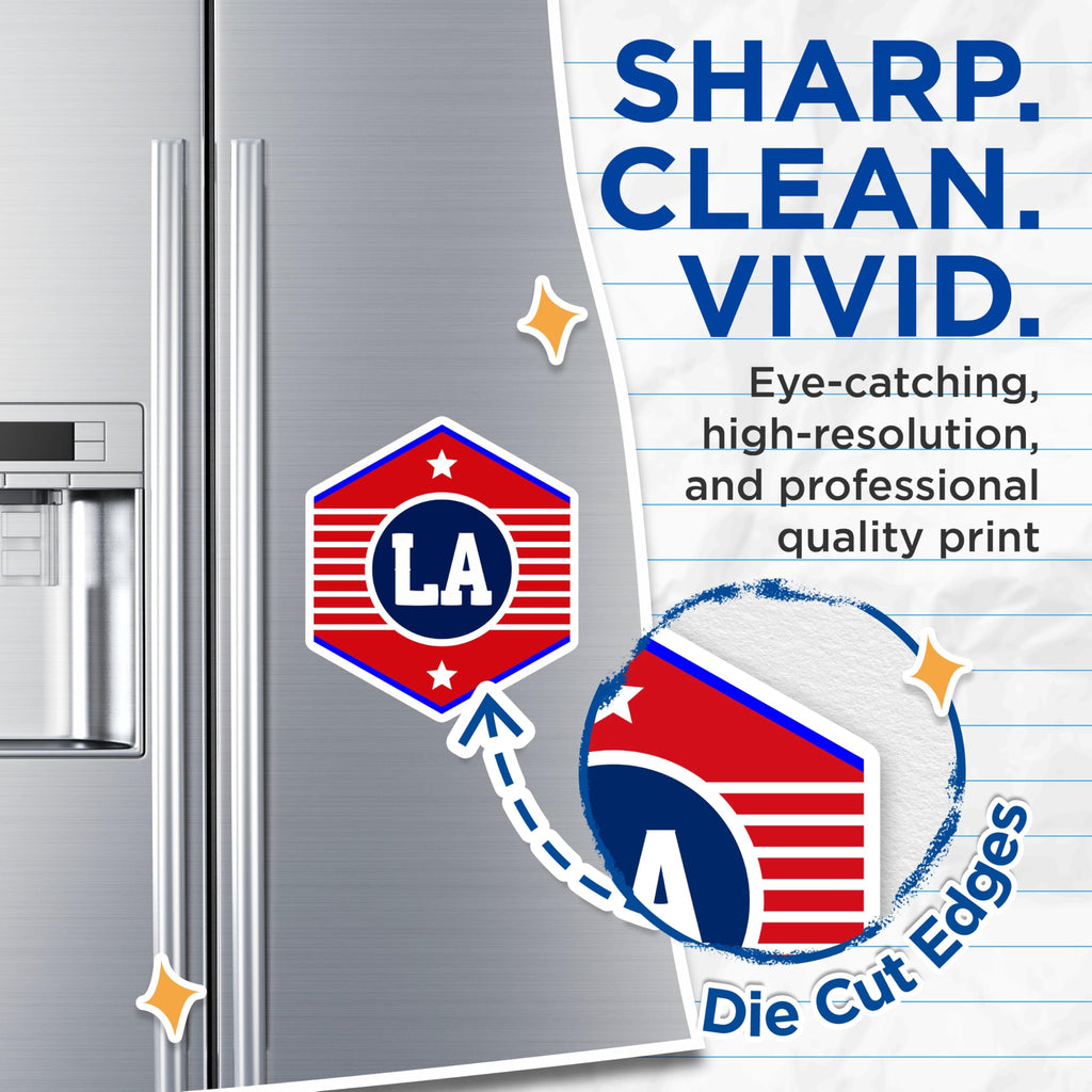 (2 Pack) LA Initial Magnets - Red White Blue Design - LA Letters Home Decor Magnets - 5" On Longest Side - Premium Magnet - for Cars, Refrigerators, Toolboxes, Lockers - Made in USA - MAG18734